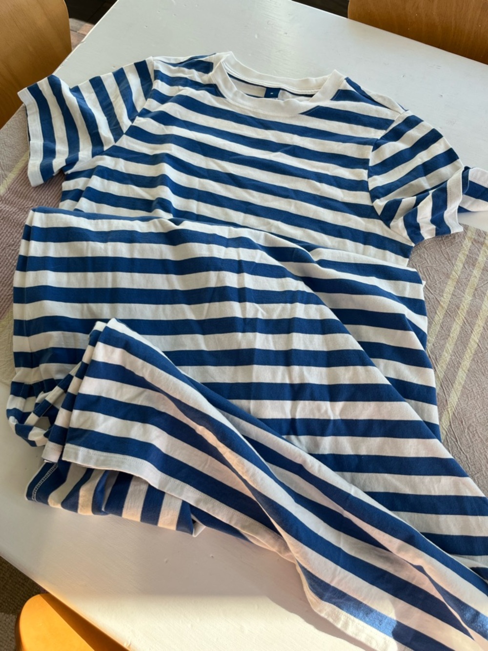 Old Navy Size M Blue & White Striped Tee Shirt Maxi Dress Size M
